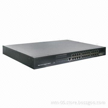 Ethernet Switch with 2 Fiber Ports and Input Power of 100 to 240V AC, 50 to 60Hz